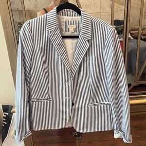 J. Crew Blue and White Striped Blazer